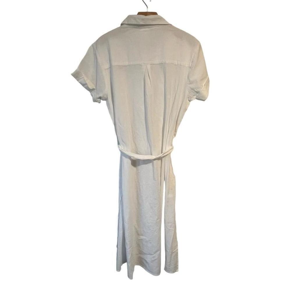 Becca White Maxi Button Up Waist Tie Cover Up Large - Picture 14 of 15